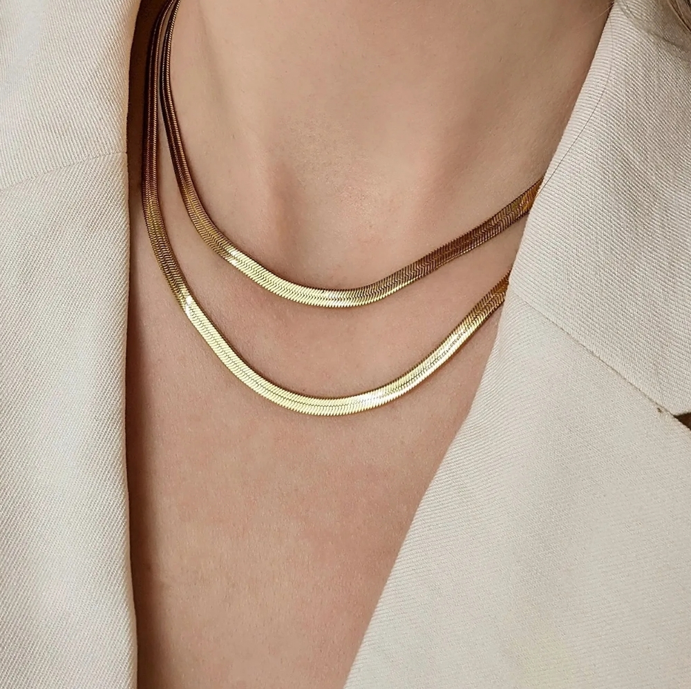 Gold Filled Herringbone Necklace